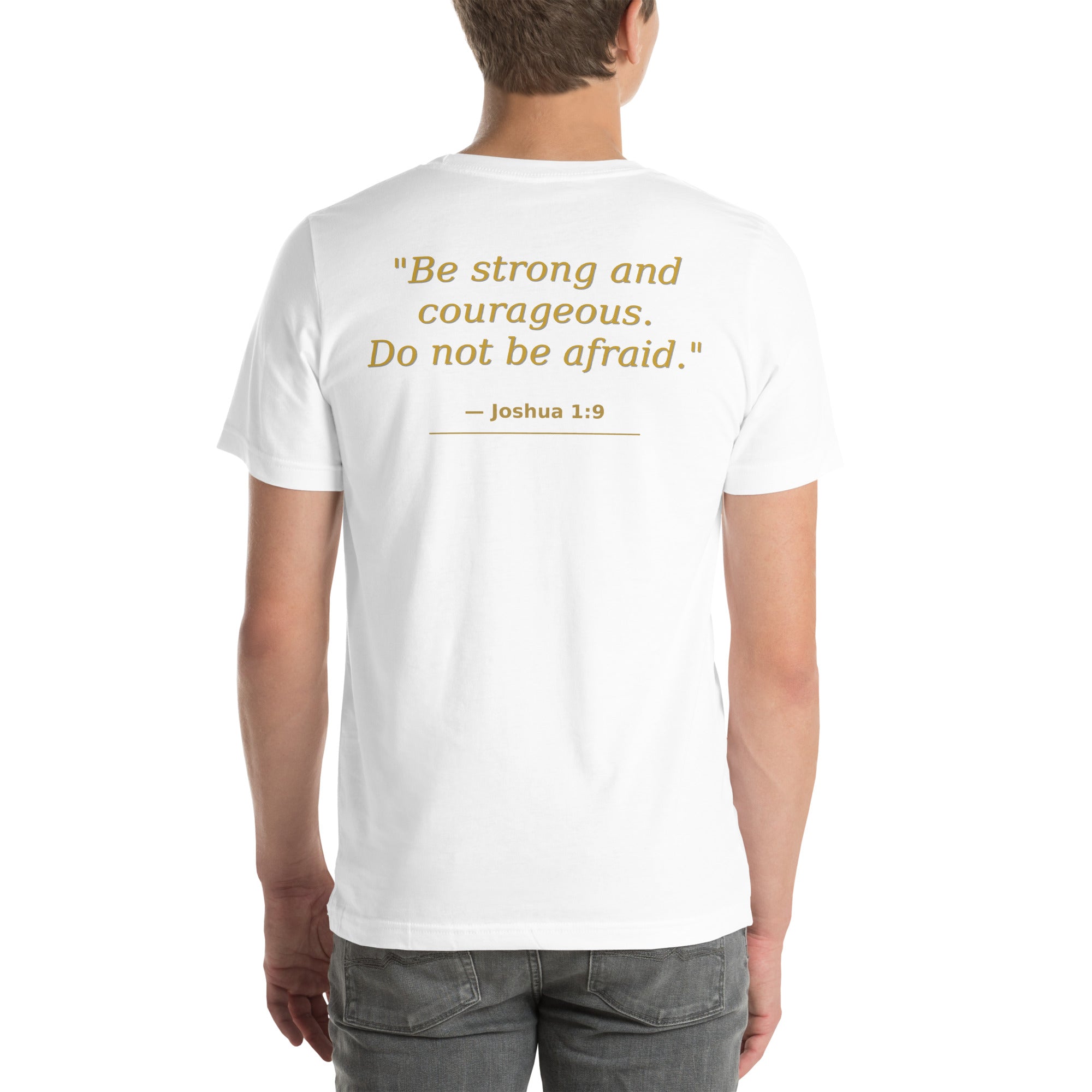 Iron Cross Joshua 1:9 gym t-shirt — Joshua 1:9 back print