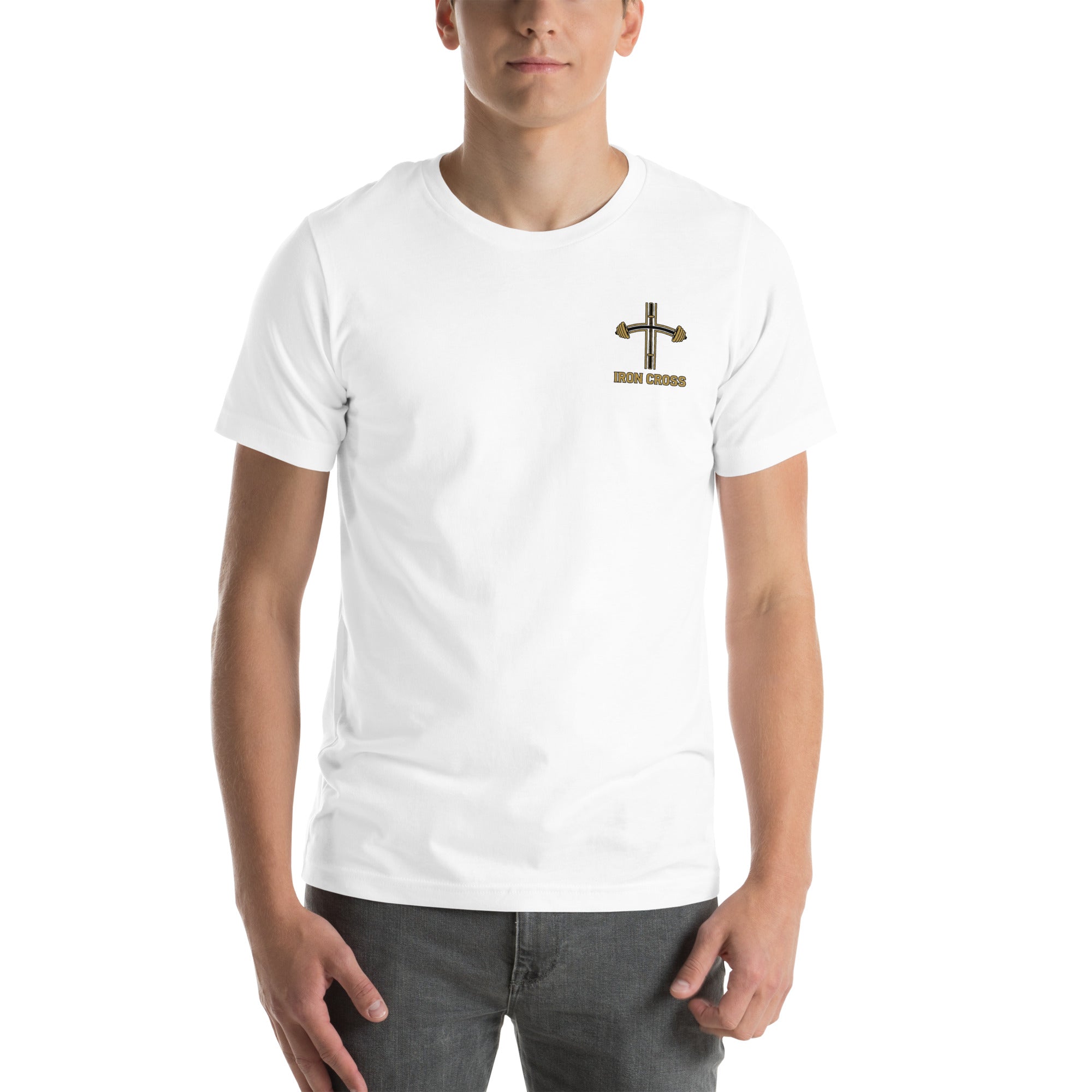 Iron Cross Psalm 28:7 gym t-shirt — front view